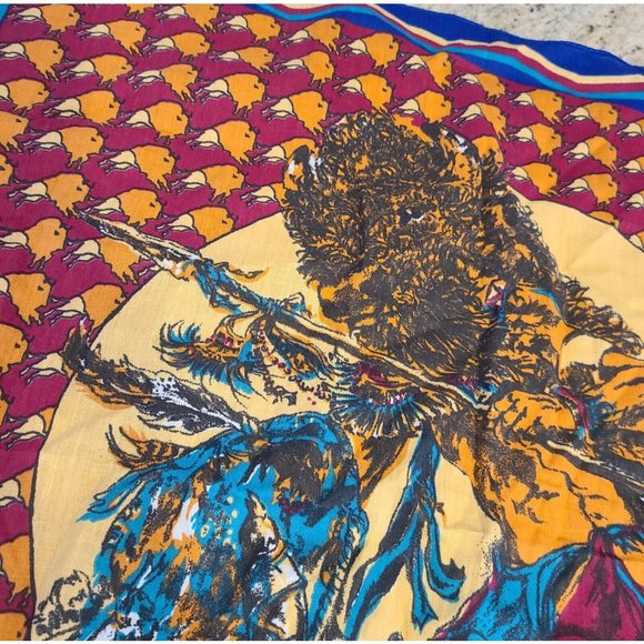 SPRINGS "Buffalo Roam" Western Bandana Native American Dancing Buffalo. Rogers - Picture 4 of 11